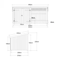 Best Plus Danmark Overdekt huis met u-hoekbank en schuur 9,5 m2 - 432 x 218 x 169/220 cm
