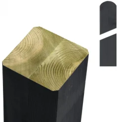 Plus Danmark Paal vuren 9 x 9 cm antraciet (208 cm) met ongepunte en afgeronde kant geschaafd