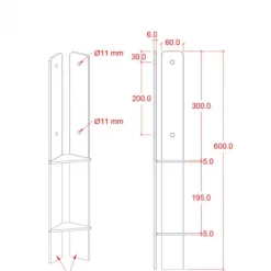 Sale Plus Danmark Paalhouder hoek gegalvaniseerd tbv tuinpaal van 9 x 9 cm - 60 cm