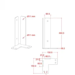 Discount Plus Danmark Paalhouder hoek zwart tbv tuinpaal van 9 x 9 cm - 30 cm
