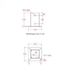 Sale Plus Danmark Paalhouder met voet gegalvaniseerd tbv tuinpaal van 9 x 9 cm - 15 x 15 cm