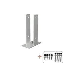 Online Plus Danmark Paalhouder met voet U gegalvaniseerd incl. schroeven tbv tuinpaal 9 x 9 cm - 30 cm