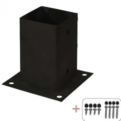 Sale Plus Danmark Paalhouder met voet zwart incl. schroeven tbv tuinpaal van 9 x 9 cm - 15 x 15 cm