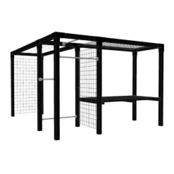 Online Plus Danmark Pergola hout met tafel, fitness en waslijn - 369/297 x 108 x 208 cm