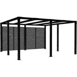 Discount Plus Danmark Pergola hout vierkant met tuinschermen - 387 x 387 x 217 cm