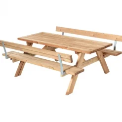 Online Plus Danmark Picknicktafel Thermowood - Opklapbare zitting en rugleuning - 155 x 177 x 71 cm