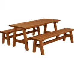 Clearance Plus Danmark Picknicktafel vuren - Country - gegrond teak - 181 x 177 x 76 cm