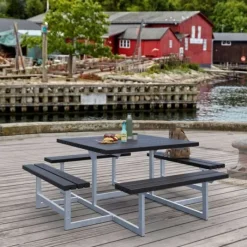 Outlet Plus Danmark Picknicktafel vuren - Picknick vierkant gegrond zwart
