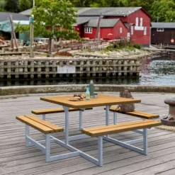 Best Plus Danmark Picknicktafel vuren - Picknick vierkant gegrond teak