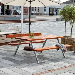 Hot Plus Danmark Picknicktafel vuren gegrond teak - Alpha - 177 cm