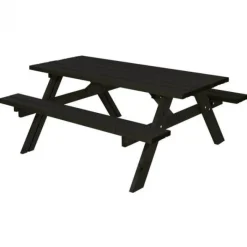 New Plus Danmark Picknicktafel vuren geimpregneerd - Opklapbare zitting zwart - 155 x 177 x 71 cm