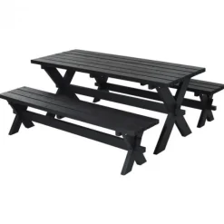 Hot Plus Danmark Picknicktafel vuren geimpregneerd - Nostalgi - zwart - 76 x 177 x 72 cm