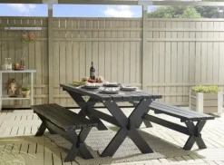 Hot Plus Danmark Picknicktafel vuren geimpregneerd - Nostalgi - zwart - 76 x 177 x 72 cm