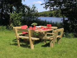 Clearance Plus Danmark Picknicktafel vuren geimpregneerd - Kombi - vierkant met rugleuning - 237 x 237 x 84 cm