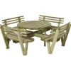 Plus Danmark Picknicktafel vuren geimpregneerd - Kombi - rond met rugleuning - 237 x 237 x 84 cm