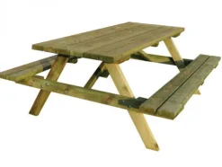 New Elephant Picknicktafel vuren geïmpregneerd met opklapbare banken 160 x 180 x 72 cm geschaafd