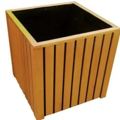 Best Elephant Plantenbak hardhout Stripes black 50 x 50 x 50 cm geolied