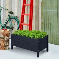 Online Plus Danmark Plantenbak vuren gegrond zwart - 37 x 88 x 39 cm