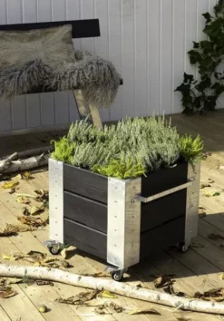 Online Plus Danmark Plantenbak vuren geimpregneerd - Cubic zwart 46 x 50 x 45 cm