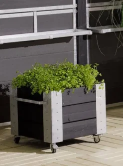 Online Plus Danmark Plantenbak vuren geimpregneerd - Cubic zwart 46 x 50 x 45 cm