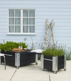 Online Plus Danmark Plantenbak vuren geimpregneerd - Cubic zwart 46 x 50 x 45 cm