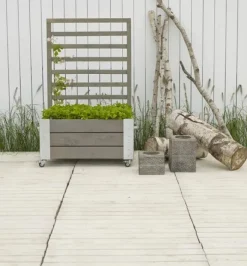 Plus Danmark Plantenbak vuren geimpregneerd - Cubic roomdivider grijsbruin 87 x 50 x 130 cm