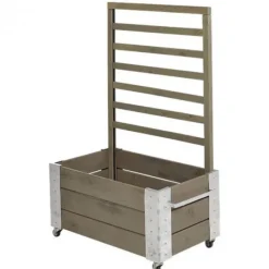 Plus Danmark Plantenbak vuren geimpregneerd - Cubic roomdivider grijsbruin 87 x 50 x 130 cm