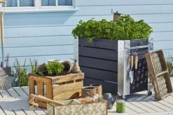 Online Plus Danmark Plantenbak vuren geimpregneerd - Cubic zwart 87 x 50 x 70 cm