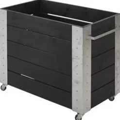 Online Plus Danmark Plantenbak vuren geimpregneerd - Cubic zwart 87 x 50 x 70 cm