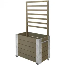 Best Plus Danmark Plantenbak vuren geïmpregneerd - Cubic roomdivider grijsbruin 87 x 50 x 155 cm