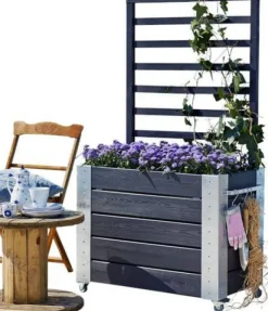 Sale Plus Danmark Plantenbak vuren geïmpregneerd - Cubic roomdivider zwart 87 x 50 x 155 cm
