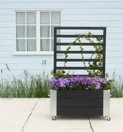 Hot Plus Danmark Plantenbak vuren geïmpregneerd - Cubic roomdivider zwart 87 x 50 x 130 cm