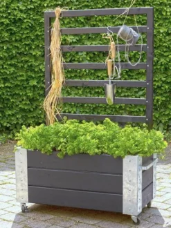 Hot Plus Danmark Plantenbak vuren geïmpregneerd - Cubic roomdivider zwart 87 x 50 x 130 cm