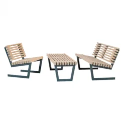 Online Plus Danmark Tuinset Siesta - Dennenhout grijs gebeitst - Tafel 138 cm breed