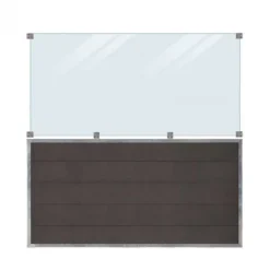 Online Plus Danmark Schutting composiet & helder glas in stalen frame - Futura recht antraciet (180 x 180 cm)
