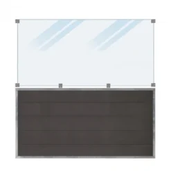 Outlet Plus Danmark Schutting composiet & mat glas in stalen frame - Futura recht antraciet (180 x 180 cm)