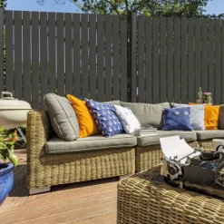 Discount Elephant Schutting composiet Dark Line antraciet met antraciet aluminium frame (180 x 180 cm)