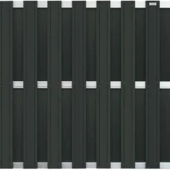 Discount Elephant Schutting composiet Design antraciet met blank aluminium frame (180 x 180 cm)