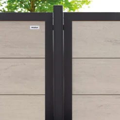 Clearance Elephant Schutting composiet Forte betongrijs met antraciet aluminium kader (180 x 180 cm)