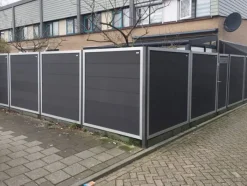 Online Elephant Schutting composiet Forte antraciet met blank aluminium kader (90 x 180 cm)