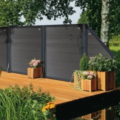 Discount Elephant Schutting composiet Forte antraciet met antraciet aluminium kader (180 x 180 cm)