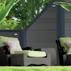 Sale Elephant Schutting composiet Forte antraciet met antraciet aluminium kader (90 x 180 cm)