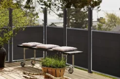 Clearance Plus Danmark Schutting composiet in stalen frame - Futura recht antraciet (180 x 127 cm)