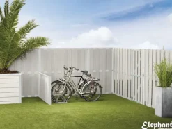 Hot Elephant Schutting composiet schuin Design grijs met grijs aluminium frame (90 x 180/93 cm)