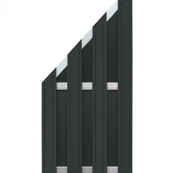 Elephant Schutting composiet schuin Design antraciet met blank aluminium frame (90 x 180/93 cm)