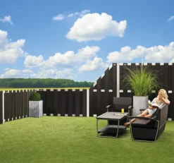 Elephant Schutting composiet schuin Design antraciet met blank aluminium frame (90 x 180/93 cm)