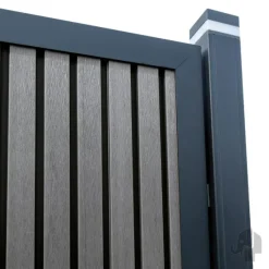 Discount Elephant Schutting composiet Stripes antraciet met antraciet kader (180 x 180 cm)