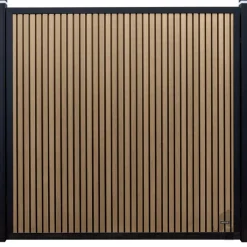 Discount Elephant Schutting composiet Stripes co-ex Oak en Black met zwart kader (180 x 180 cm)