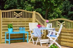 Outlet Plus Danmark Schutting met doorkijk - Rondo toog groen geimpregneerd (90 x 142/146 cm)