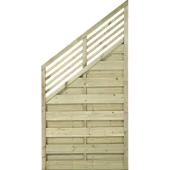 Plus Danmark Schutting met doorkijk vuren - Newline schuin groen geimpregneerd (90 x 180/110 cm) geschaafd